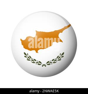 Cyprus flag - glossy circle badge. Vector icon. Stock Vector