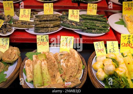 pickled vegetables in Kuromon Ichiba Market,Osaka, Japan,Asia Stock Photo