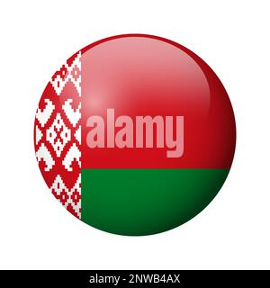 Belarus flag - glossy circle badge. Vector icon. Stock Vector
