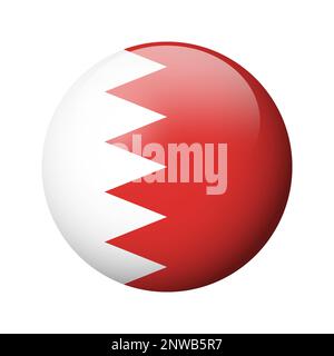 Bahrain flag - glossy circle badge. Vector icon. Stock Vector