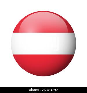 Austria flag - glossy circle badge. Vector icon. Stock Vector