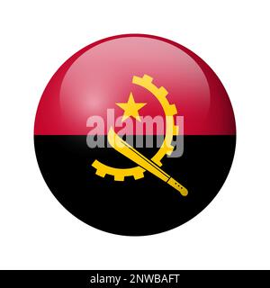 Angola flag - glossy circle badge. Vector icon. Stock Vector