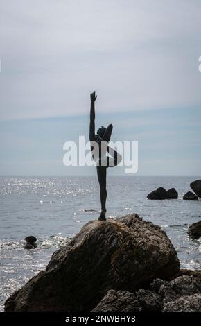 sculpture Ballerina Dancer of Budva by artist Gradimir Alexits, in the old town of Budva, Montenegro Stock Photo