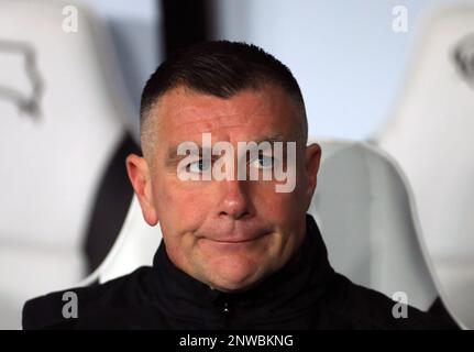 Derby County assistant head coach Richard Barker during the Sky