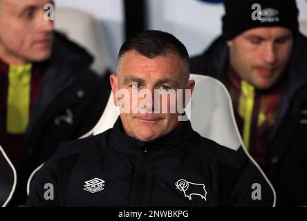 Derby County assistant head coach Richard Barker during the Sky