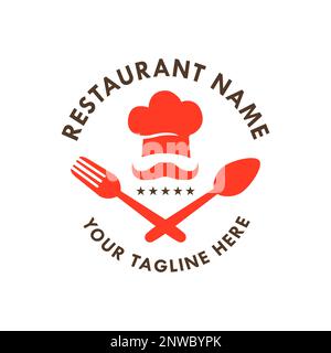 Food Restaurant Moustache Hat Logo Spoon Fork Vector Symbol Stock Vector
