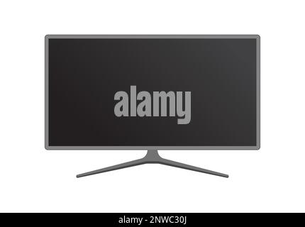 Flat Black Television With Stand Vector Illustration Stock Vector