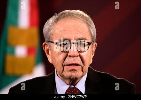 February 28, 2023, Mexico City, Mexico: Mexico's Secretary of Health Jorge Alcocer at the press conference on “The Pulse of Health” at the National Palace in Mexico City. on February 28, 2023 in Mexico City, Mexico (Photo by Luis Barron / Eyepix Group). Stock Photo