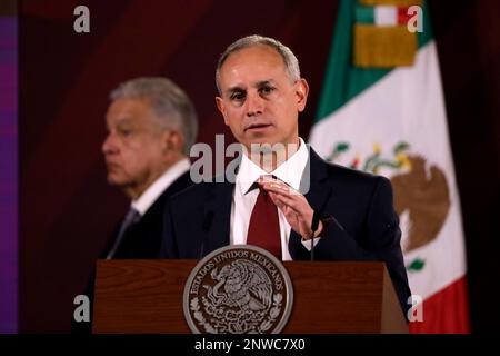February 28, 2023, Mexico City, Mexico: Undersecretary of Health, Hugo Lopez Gatell at the press conference on “The Pulse of Health” at the National Palace in Mexico City. on February 28, 2023 in Mexico City, Mexico (Photo by Luis Barron / Eyepix Group). Stock Photo