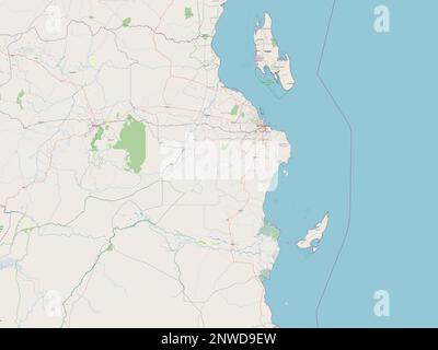 Pwani, region of Tanzania. Open Street Map. Locations of major cities ...