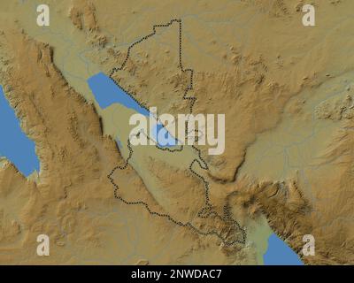 Songwe, region of Tanzania. Colored elevation map with lakes and rivers Stock Photo