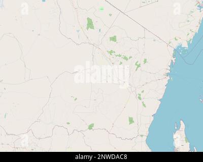 Tanga, region of Tanzania. Open Street Map. Locations and names of ...