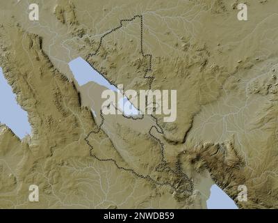 Songwe, region of Tanzania. Elevation map colored in wiki style with lakes and rivers Stock Photo