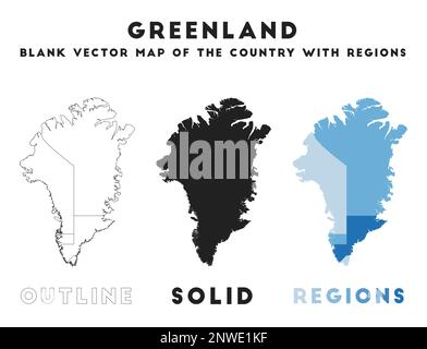 Greenland map. Borders of Greenland for your infographic. Vector country shape. Vector illustration. Stock Vector