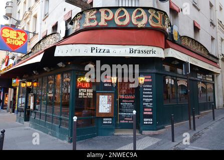 Paris, France-February 27 , 2023 : L'Epoque is traditional French beer bar . It located on the Boulevard de Clichy, near the Moulin Rouge and Place Pi Stock Photo
