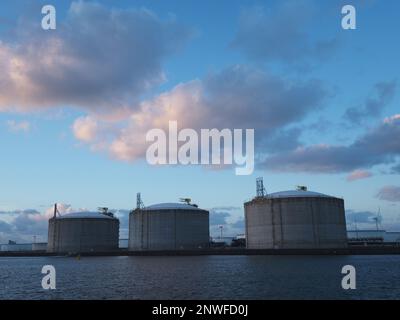 LNG import terminal tanks for liquid natural gas in the seaport of ...