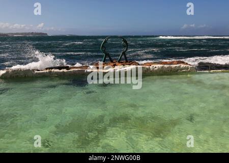512 Fairy Bower tidal ocean rockpool cut by locals in 1929 along Marine Parade-Manly suburb. Sydney-Australia. Stock Photo