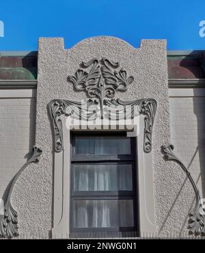 522 Art Nouveau decoration on the facade of a building in The Corso street-Manly suburb. Sydney-Australia. Stock Photo