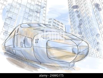speed abstract train in the city vector illustration Stock Vector
