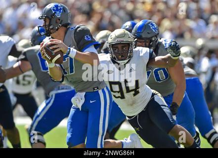 Duke quarterback Daniel Jones (17) is sacked by Georgia Tech