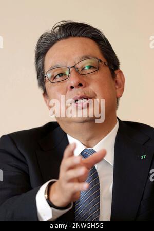 Masamichi Terabatake, Japan Tobacco Inc. President and C.E.O., speaks  during an interview at the Head Office in Tokyo on Oct.10, 2018. The JT  Group is an international tobacco company with operations in over 70  countries.( The Yomiuri Shimbun via AP 