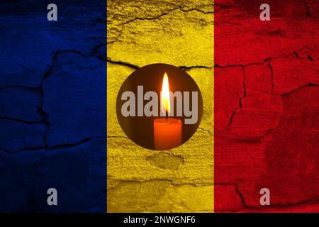 Romania Earthquake, February 13, 2023. Mournful banner. The Epicenter of the earthquake in Turkey. Pray for Romania. A bright stone rock background of Stock Photo