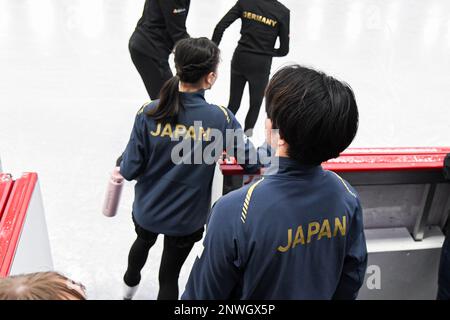 Haruna MURAKAMI & Sumitada MORIGUCHI (JPN), during Pairs Practice, at the ISU World Junior Figure Skating Championships 2023, at WinSport Arena, on February 28, 2023 in Calgary, Canada. Credit: Raniero Corbelletti/AFLO/Alamy Live News Stock Photo