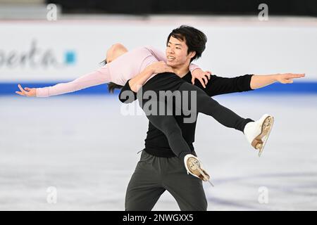 Haruna MURAKAMI & Sumitada MORIGUCHI (JPN), during Pairs Practice, at the ISU World Junior Figure Skating Championships 2023, at WinSport Arena, on February 28, 2023 in Calgary, Canada. Credit: Raniero Corbelletti/AFLO/Alamy Live News Stock Photo