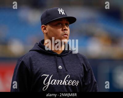 ST. PETERSBURG, FL - SEPTEMBER 27: New York Yankees relief pitcher Justus Sheffield (61) during the regular season MLB game between the New York Yankees and Tampa Bay Rays on September 27, 2018 at Tropicana Field in St. Petersburg, FL. (Photo by Mark LoMoglio/Icon Sportswire) (Icon Sportswire via AP Images)