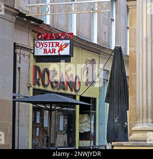 The Art Deco Rogano Oyster Bar - Royal Exchange Square, Merchant City, 11 Exchange Place, Glasgow, Scotland, UK,  G1 3AN Stock Photo