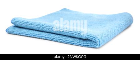 Light blue microfiber cloth isolated on white Stock Photo