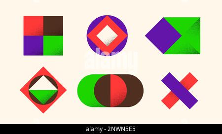 Brutalist shapes set. Geometric primitives collection. Abstract forms in bauhaus or memphis style. Minimalist elements pack. Vector Stock Vector