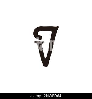 letter v7 vintage simple linked font logo vector Stock Vector