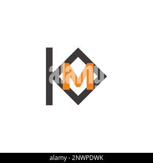 letter km colorful square frame logo vector Stock Vector