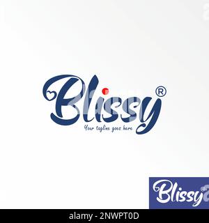 Letter or writing BLISSY handwritten font with love on word B image graphic icon logo design abstract concept vector stock initial or wordmark Stock Vector