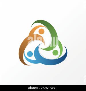 Unique cut triangle quadrangular around like motif or body human image graphic icon logo design abstract concept vector stock community or calligraphy Stock Vector