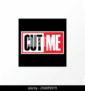 Unique but simple letter or writing CUT ME sans serif font on circle square block graphic icon logo design abstract concept vector t-shirt watermark Stock Vector