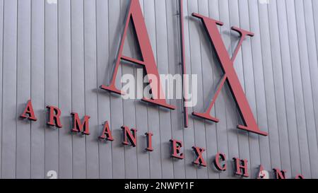 Armani Exchange at 5th Avenue in New York - NEW YORK CITY, USA - FEBRUARY 14, 2023 Stock Photo