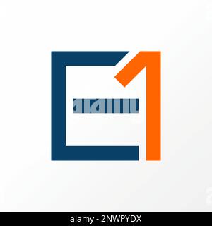 Unique but simple letter or word 1E sans serif font on 3D shape image graphic icon logo design abstract concept vector stock monogram or initial Stock Vector