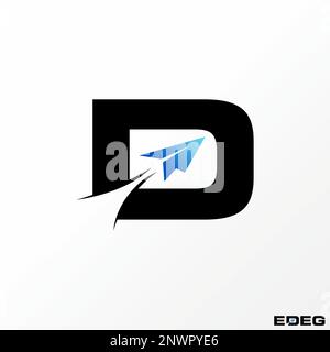 Unique but simple letter or word D sans serif font with paper plane image graphic icon logo design abstract concept vector stock  aviation or initial Stock Vector