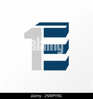 Unique but simple letter or word 1E sans serif font on 3D shape image graphic icon logo design abstract concept vector stock monogram or initial Stock Vector