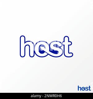 Unique and simple letter or writing HOST handwritten sans serif font with arrow negative space graphic logo design concept vector initial or watermark Stock Vector