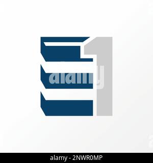 Unique but simple letter or word 1E sans serif font on 3D shape image graphic icon logo design abstract concept vector stock monogram or initial Stock Vector