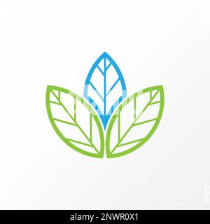 Unique but simple three or triple leaf or leaves on middle and side circle graphic icon logo design abstract concept vector stock nature or botanical Stock Vector