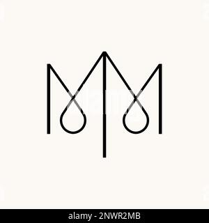 Simple letter or word MM line thin font like pattern ornament and