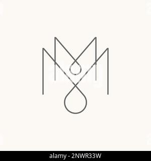 Simple letter or word MM line thin font like pattern ornament and