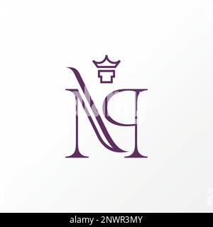 Letter or word NP or PN cut line serif font with crown on top image graphic icon logo design abstract concept vector stock initial or luxury Stock Vector