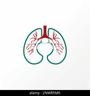 Unique and simple lungs and love in line art or out muscle nerves image graphic icon logo design abstract concept vector stock health or organ Stock Vector