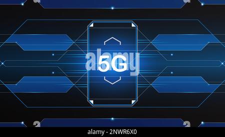 5G network technology background concept. 5G wireless Wi-fi connection internet, data, circle line, lights, technology Abstract, vector. 5G for web Stock Vector