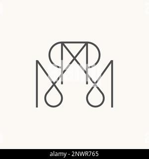 Simple letter or word MM line thin font like pattern ornament and